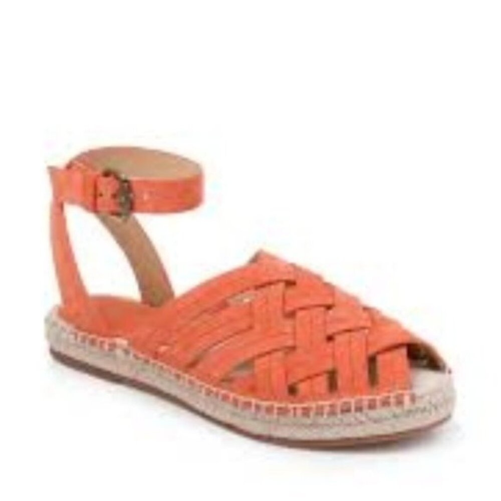 Splendid Sheryl Orange Suede Open Weave Espadrille Sandals